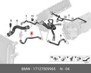 Патрубок системы охлаждения ДВС 17 12 7 509 965 BMW
