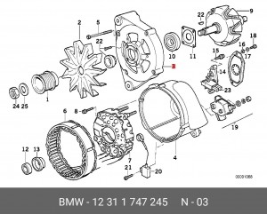 Подшипник со стороны привода, генератор 12 31 1 747 245 BMW