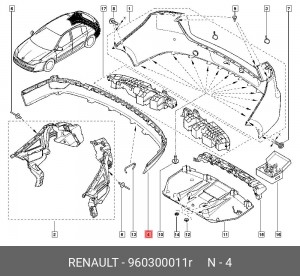 Накладка бампера 960300011R RENAULT