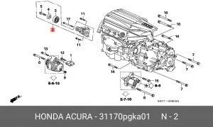 Натяжитель ремня приводного в сборе 31170PGKA01 HONDA