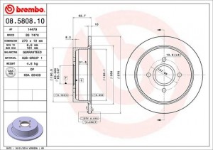 Тормозной диск 08.5808.10 BREMBO