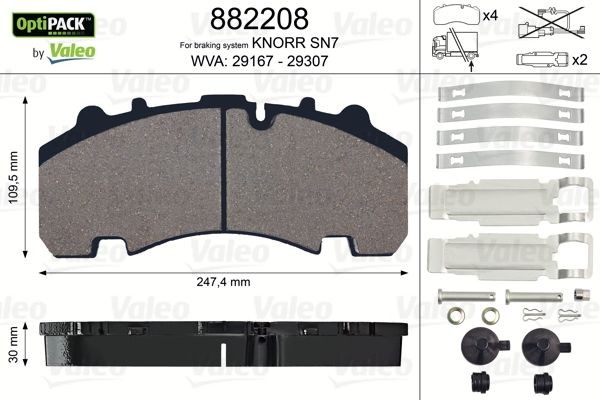 Колодки тормозные дисковые 882208 VALEO PHC
