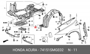 Подкрылок 74151SMGE02 HONDA