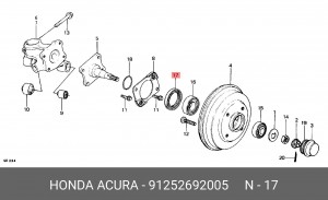 Уплотняющее кольцо, ступица колеса 91252692005 HONDA