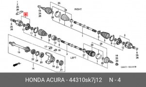 Шарнирный комплект, приводной вал 44310SK7J12 HONDA