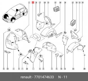 Заглушка подкрылка 7701474633 RENAULT