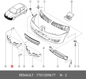 Заглушка противотуманной фары 7701209677 RENAULT