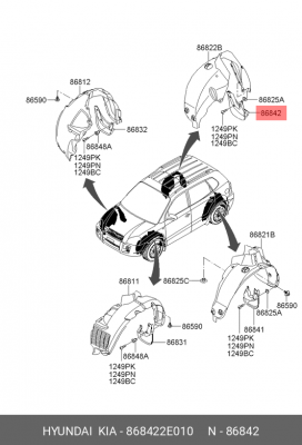 Брызговик 868422E010 HYUNDAI KIA