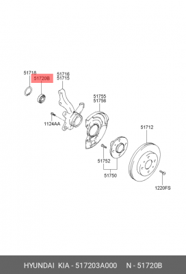 Комплект подшипника ступицы колеса 517203A000 HYUNDAI KIA