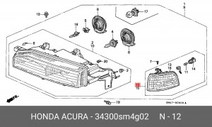 Фонарь указателя поворота 34300SM4G02 HONDA