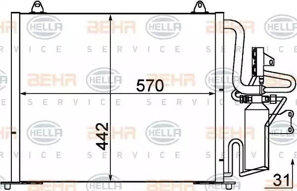 Конденсатор, кондиционер 8FC351035471 HELLA