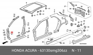 Усилитель стойки кузова 63130SMG306ZZ HONDA