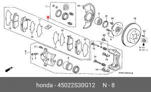 Комплект тормозных колодок, диско 45022-S30-G12 HONDA