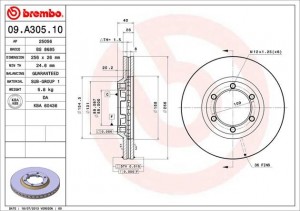Тормозной диск 09.A305.10 BREMBO