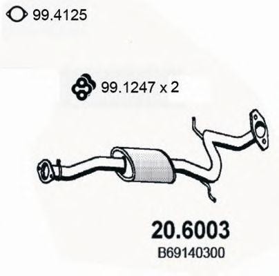Средний глушитель выхлопных газов 206003 ASSO