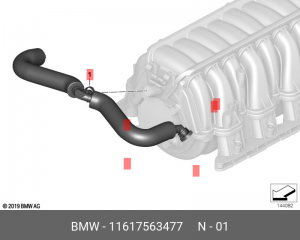 Патрубок вентиляции картера 11 61 7 563 477 BMW