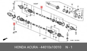 Шарнирный комплект, приводной вал 44010-S10-010 HONDA