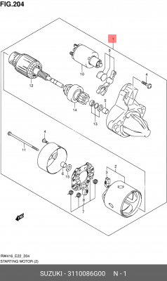 Стартер 31100-86G00 SUZUKI