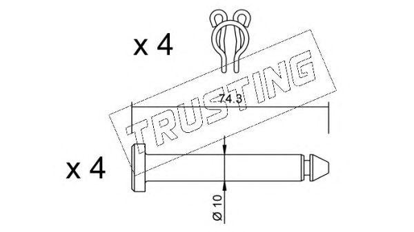 Комплектующие, колодки дискового тормоза KIT013 TRUSTING