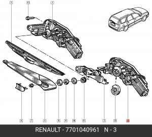 Двигатель стеклоочистителя 7701040961 RENAULT