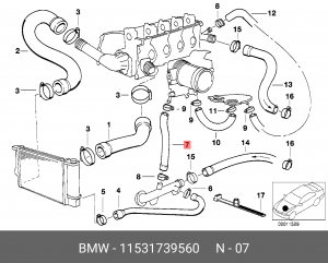 Шланг радиатора 11 53 1 739 560 BMW