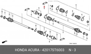 Комплект пылника, приводной вал 42017-ST6-003 HONDA