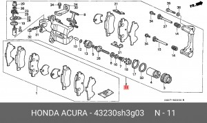 Ремкомплект, тормозной суппорт 43230SH3G03 HONDA