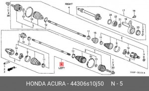 Вал привода колеса в сборе с ШРУСами 44306S10J50 HONDA