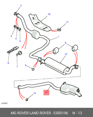 Глушитель выхлопных газов конечный ESR3196 MG ROVER LAND ROVER