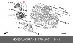 Натяжитель ремня приводного в сборе 31170-RB0-J01 HONDA