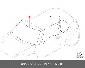 Стекло ветровое 51312753977 BMW