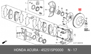 Тормозной диск 45251-SP0-000 HONDA