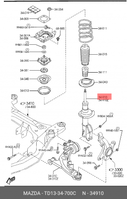 Амортизатор подвески TD1334700C MAZDA