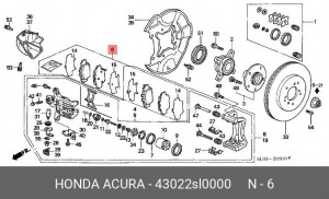 Комплект тормозных колодок, диско 43022SL0000 HONDA