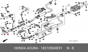Выпускной трубопровод 18210S04E91 HONDA