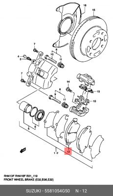 Комплект тормозных колодок, диско 55810-54G50 SUZUKI