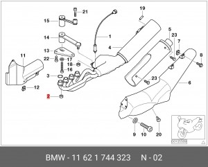 Гайка, выпускной коллектор 11 62 1 744 323 BMW
