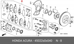 Колодки тормозные дисковые 45022S0X040 HONDA