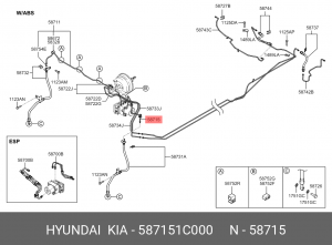 Трубка тормозная 587151C000 HYUNDAI KIA