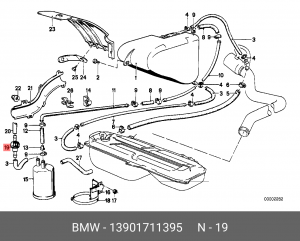 Клапан вентиляции, топливный бак 13 90 1 711 395 BMW