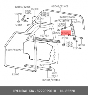 Уплотнитель стекла двери 8222029010 HYUNDAI KIA