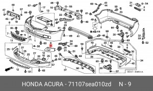 Накладка противотуманной фары 71107SEA010ZD HONDA