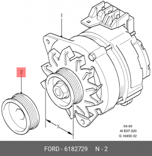 Ременный шкив, генератор 6182729 FORD