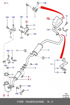 Глушитель - задняя часть системы ОГ 96AB-5K244-MD FORD