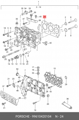 Прокладка, головка цилиндра 99610420104 PORSCHE