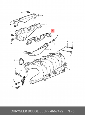 Прокладка, выпускной коллектор 466 7492 CHRYSLER