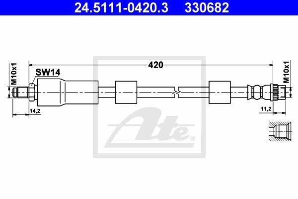 Тормозной шланг 24.5111-0420.3 ATE