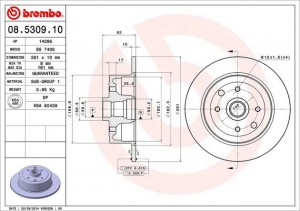 Тормозной диск 08.5309.10 BREMBO