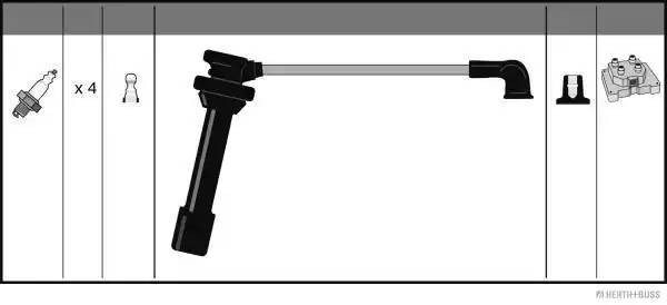 Ккомплект проводов зажигания J5383022 H B JAKOPARTS NIPPARTS