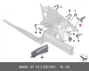 Кронштейн крепления элементов кузова 41 10 2 992 891 BMW